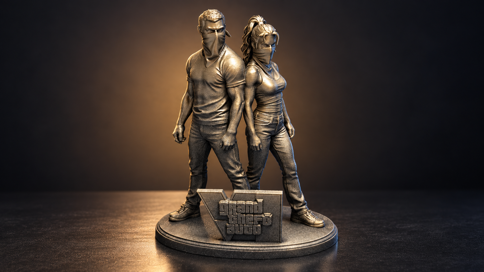 Figurine Rockstar GTA 6 Jason et Lucia Modèle Peint TechEnClair